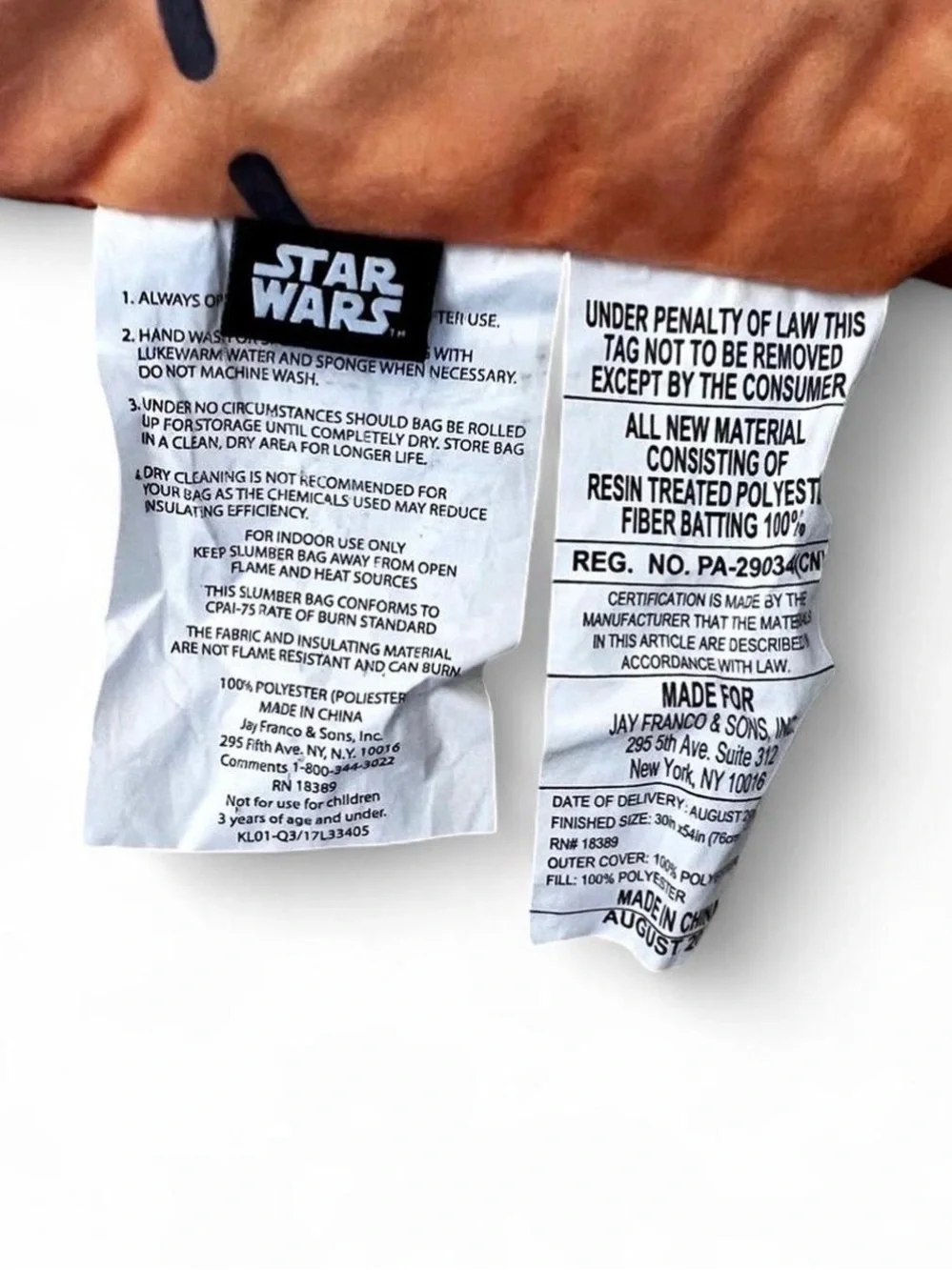 Star Wars BB-8 Kids Sleeping Bag Slumber Bag Orange 30x54